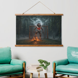 Tapisserie Suspendue Joueur de football Loup-Garou Art Horreur Hallowee