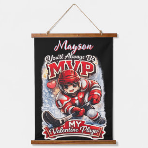 Tapisserie Suspendue Joueur de hockey personnalisé MVP Ma Saint-Valenti