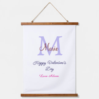 Tapisserie Suspendue Joyeuse Saint-Valentin pastel violet monogramme ro