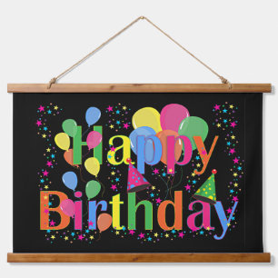 Tapisserie Suspendue Joyeux anniversaire, coloré et festif,