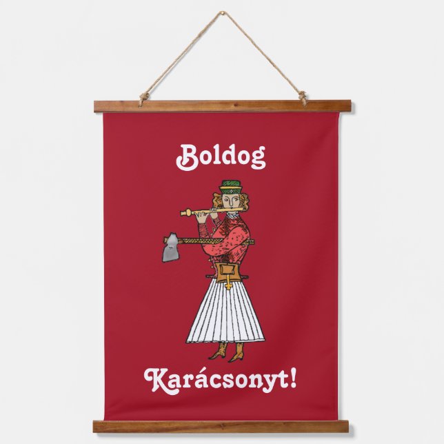 Tapisserie Suspendue Joyeux Noël hongrois ・ Boldog Karácsonyt! (Recto)