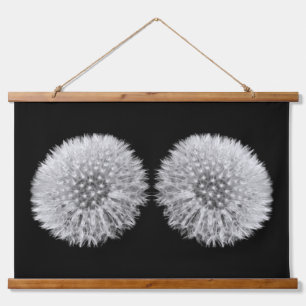 Tapisserie Suspendue Jumeaux à Dandelion blanc Fluffeux Noir et blanc
