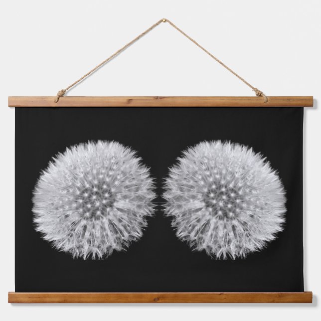 Tapisserie Suspendue Jumeaux à Dandelion blanc Fluffeux Noir et blanc (Devant)