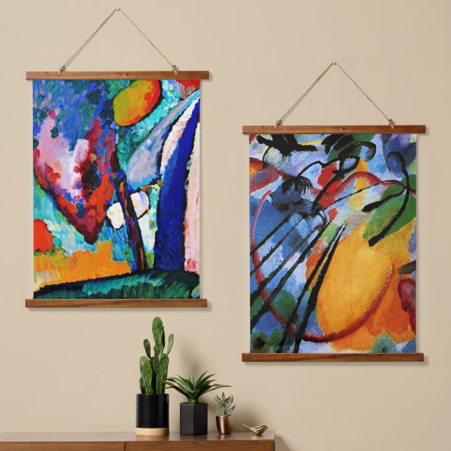 Tapisserie Suspendue Kandinsky - Deux célèbres peintures abstraites col (Asymétrique)