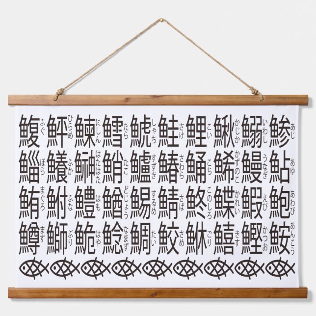 Tapisserie Suspendue Kanji Noms des poissons (Devant)
