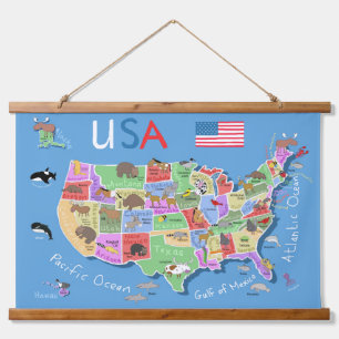 Tapisserie Suspendue Kids US Mur de carte