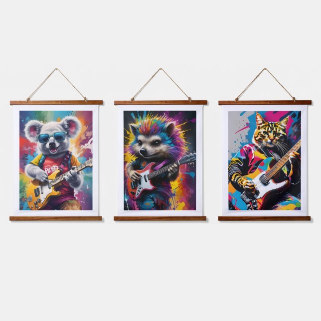 Tapisserie Suspendue Koala jouant de la guitare, du graffiti (Tripler)