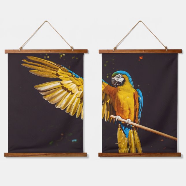 Tapisserie Suspendue La faune des oiseaux jaunes Joli Macaw (Double)