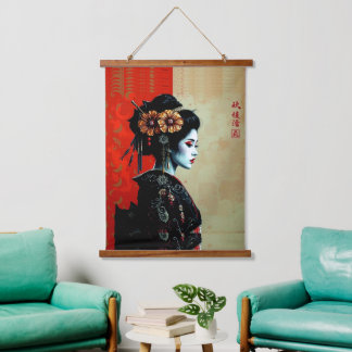 Tapisserie Suspendue La Fleur de Geisha – Élégance Japonaise Intemporel