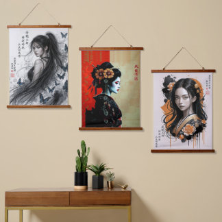Tapisserie Suspendue La Fleur de Geisha – Élégance Japonaise Intemporel