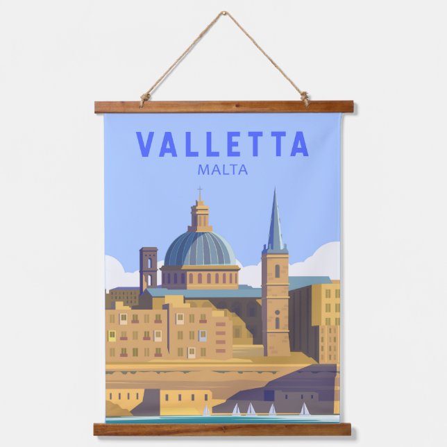 Tapisserie Suspendue La Valette Malte Voyage Art Vintage (Recto)