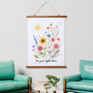 Tapisserie Suspendue Laissez votre lumière briller fleurs et soleil
