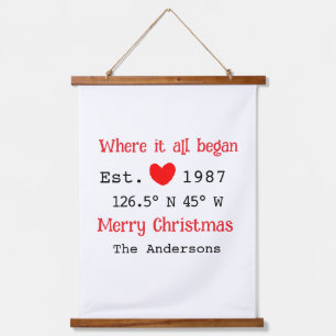 Tapisserie Suspendue Lake house et. Date année coordonnées personnalisé