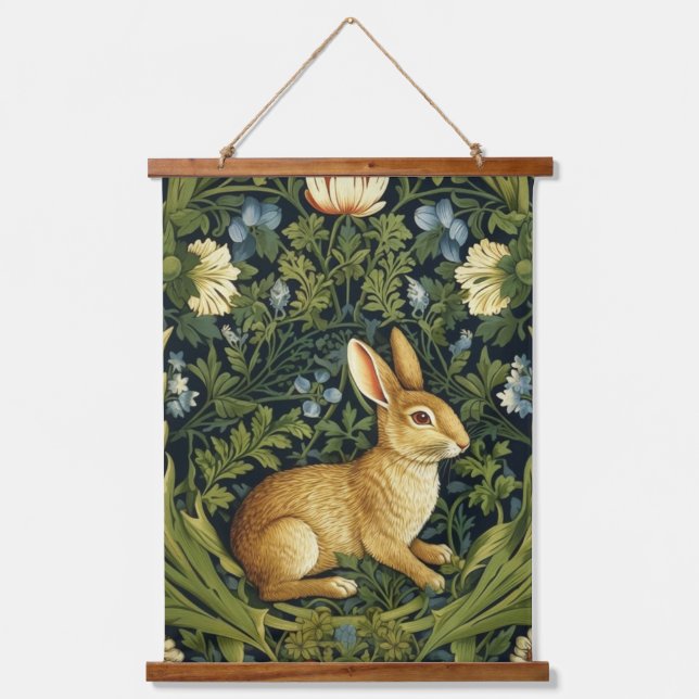 Tapisserie Suspendue Lapin Art nouveau dans le jardin (Recto)