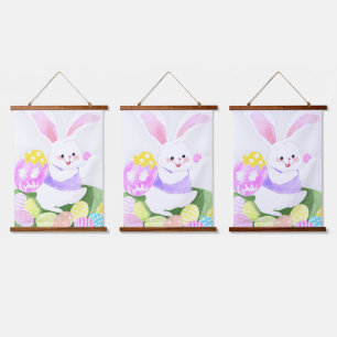 Tapisserie Suspendue lapin avec oeufs de pâques