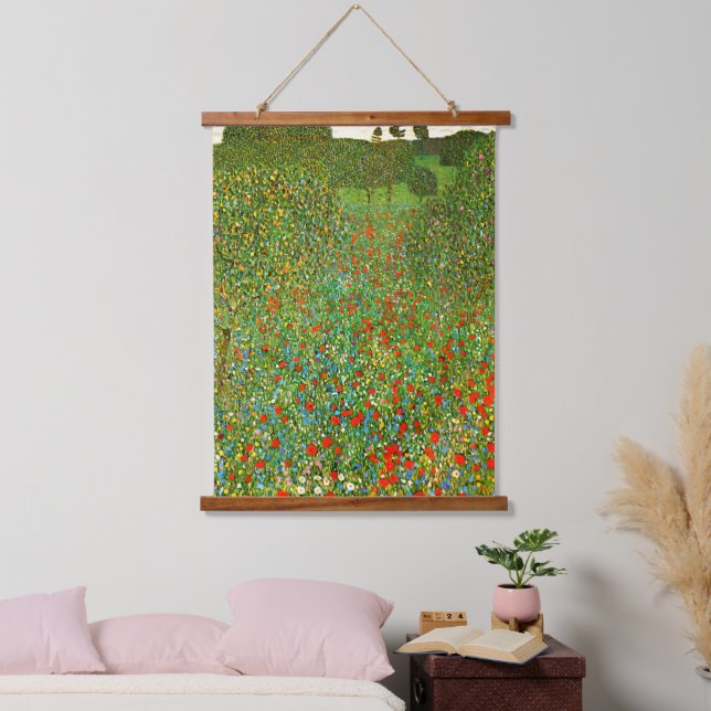 Tapisserie Suspendue Le célèbre tableau de Gustav Klimt, Mohnfeld (1907 (Chambre à coucher)