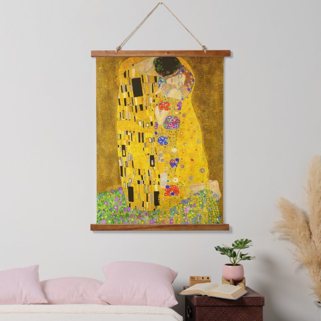 Tapisserie Suspendue Le célèbre tableau de Gustav Klimt The Kiss (Chambre à coucher)