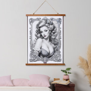 Tapisserie Suspendue Le plaisir est mon nom moyen AI Concept Art par Xz
