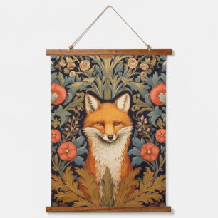 Tapisserie Suspendue Le renard et les fleurs rouges style Art nouveau