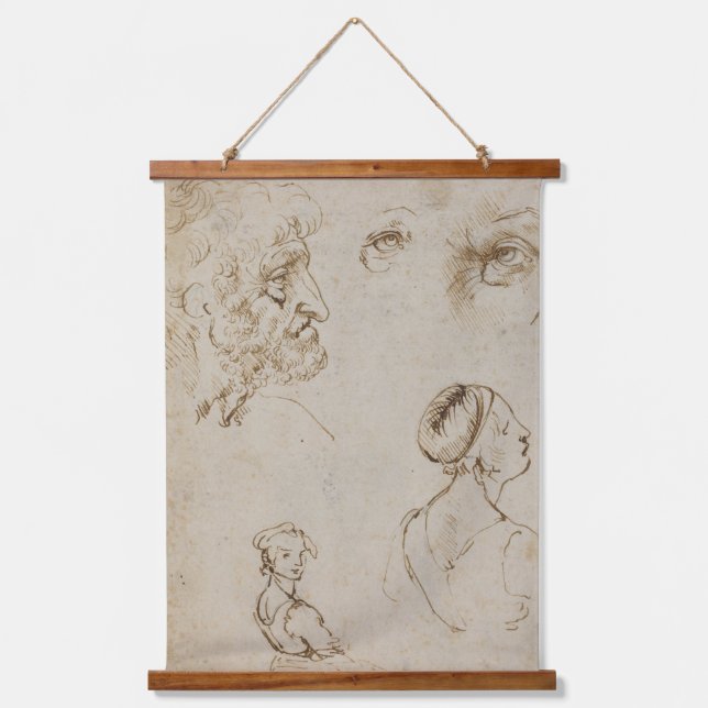 Tapisserie Suspendue Leonardo Da Vinci Croquis Célèbres Mur Art Bois (Recto)