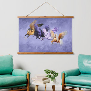 Tapisserie Suspendue Les quatre Pegasi Flying Horses Pegasus Stallions