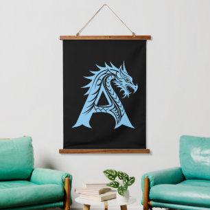 Tapisserie Suspendue Lettre A de style dragon, Alphabet Dragon, Monogra