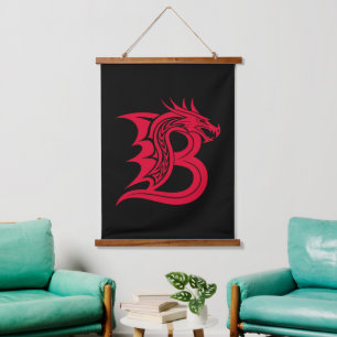 Tapisserie Suspendue Lettre B de style dragon, Alphabet Dragon, Monogra