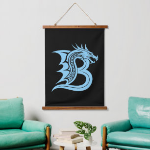 Tapisserie Suspendue Lettre B de style dragon, alphabet du dragon, mono