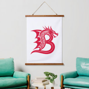 Tapisserie Suspendue Lettre B de style dragon, alphabet du dragon, mono