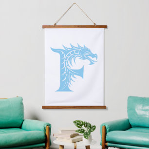 Tapisserie Suspendue Lettre F de style dragon, alphabet du dragon, mono