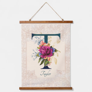 Tapisserie Suspendue LETTRE MONOGRAPHIQUE Florale Romantique T