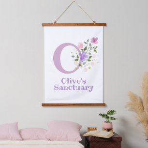 Tapisserie Suspendue Lettre O plus Prénom avec un design floral