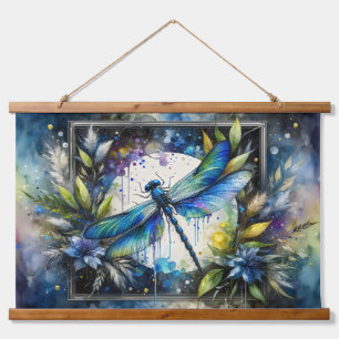 Tapisserie Suspendue Libellule bleue botanique aquarelle