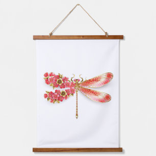 Tapisserie Suspendue libellule de fleurs avec sakura de bijoux