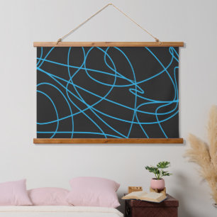 Tapisserie Suspendue Ligne bleue Art sur Noir