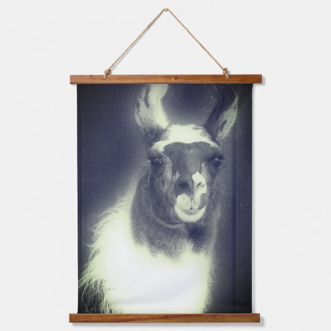 Tapisserie Suspendue Llama En Animal Noir Et Blanc (Recto)