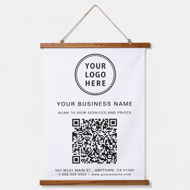 Tapisserie Suspendue Logo de l'entreprise et code QR  (Recto)