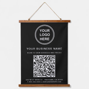Tapisserie Suspendue Logo d'entreprise et code QR noir