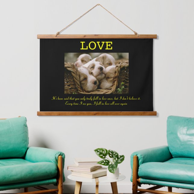 Tapisserie Suspendue LOVE Puppies ensemble dans un panier (Salon)