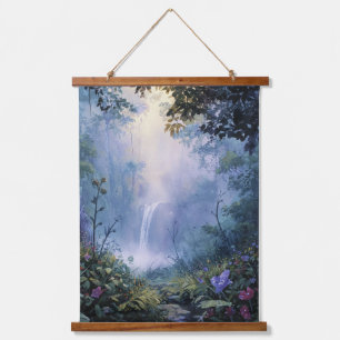 Tapisserie Suspendue Lueur de cascade mystique, art de la forêt enchant