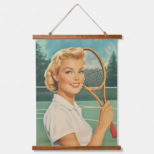 Tapisserie Suspendue Magazine des années 1950 Illustration Tennis Woman