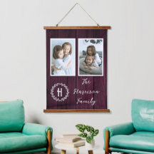 Magenta Rustic Famille Monogramme Photo