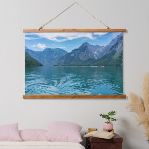 Tapisserie Suspendue Magnifique lac de montagne bleu - paysage romantiq