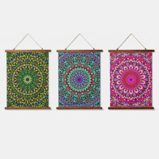 Tapisserie Suspendue Mandala Harmony Wall Tapestry Wood-Topped