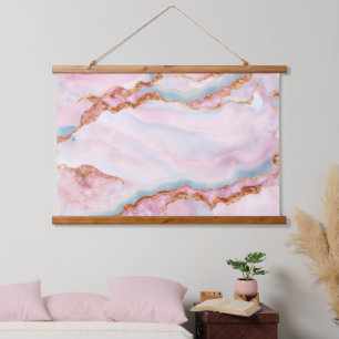Tapisserie Suspendue Marble Agate tendance Blue Rose Gold Collection