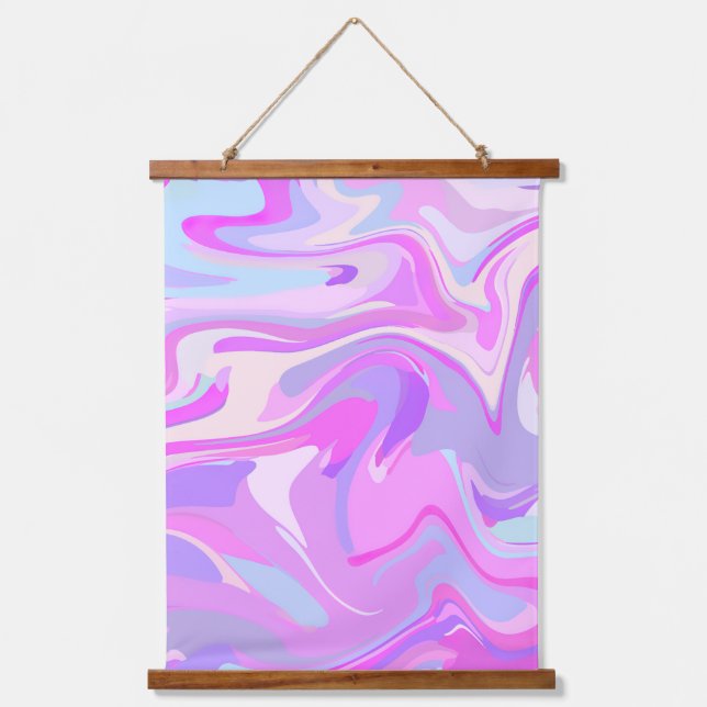 Tapisserie Suspendue Marbré rose violet Turquoise (Recto)