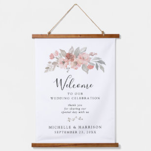 Tapisserie Suspendue Mariage Élégant Rose Pâle Floral Aquarelle