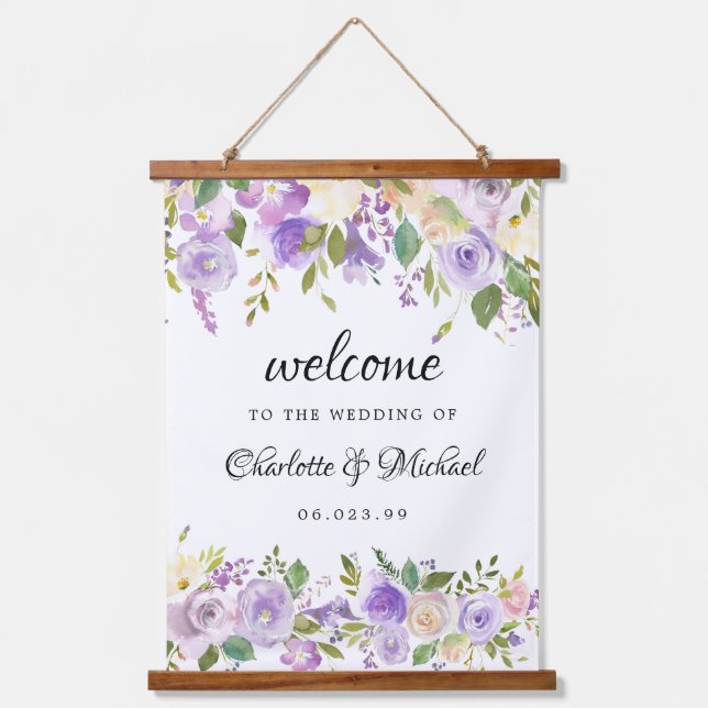 Tapisserie Suspendue Mariage floral d'ivoire pourpre conserve l'Affiche (Recto)