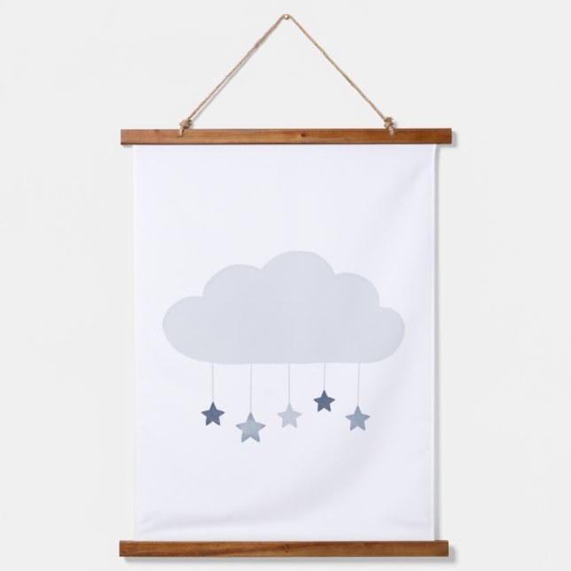 Tapisserie Suspendue Marine Blue Cloud et Stars Boy Nursery (Recto)