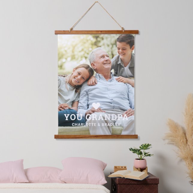 Tapisserie Suspendue MÊME COEUR AMOUREZ-VOUS GRANDPA Noms photos (Chambre à coucher)